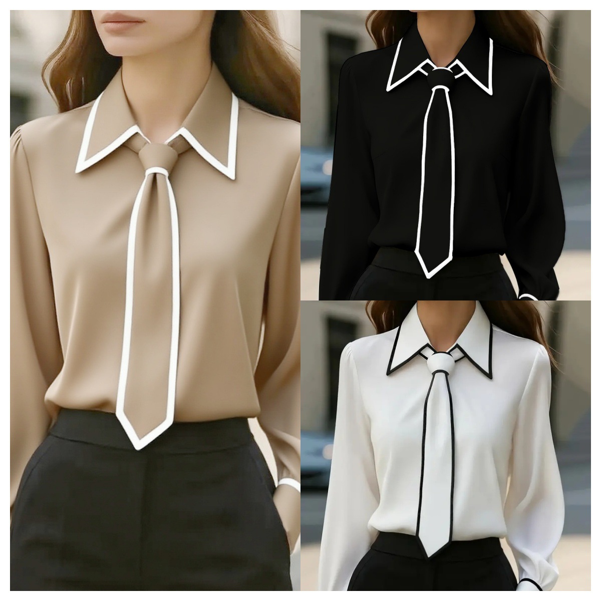 Women Formal Wear With Tie - Camicetta da Donna con Collo Annodato
