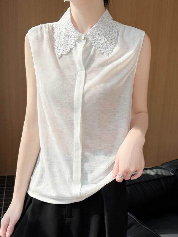 Women Formal Wear Shirts - Camicia in maglia senza maniche con
